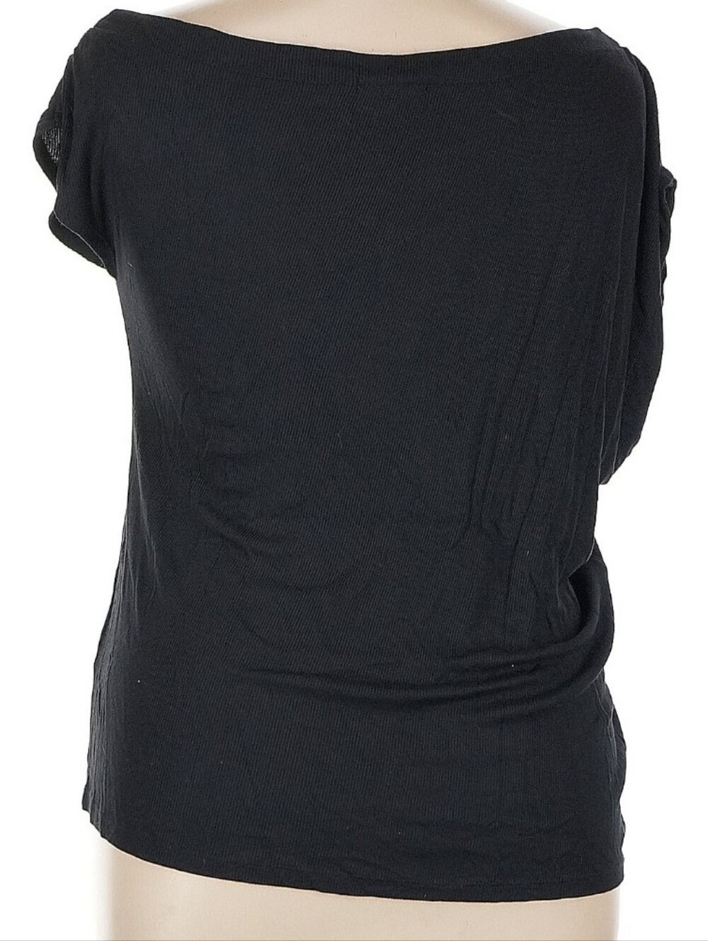 Threads 4 Thought Asymmetrical Off-The-Shoulder Draped Knit Top, XL, Black